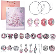(Style E) Advent Calendar Christmas Girl Charm Bracelet Countdown 24 Day Making Kid Gift