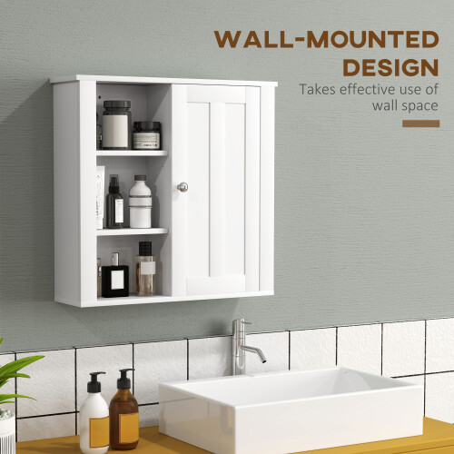 Homcom HOMCOM Modern Wall Mounted Bathroom Cabinet with Adjustable Shelves, White 2