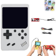 (white) Retro Video Game Console Handheld 400 Games In 1 Device, Over 400 Nostalgic Games, Support 2 Players Play On Tv
