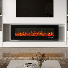 60 Inch 1800W Black Wall Mounted Electric Fireplace with Touch Screen