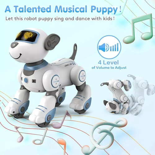 Programmable Remote-Control Robot Dog Toy - Interactive Dancing Puppy with Touch Sensor, IR Tracking & Auto-Movement (Blue/White, 3+) 2