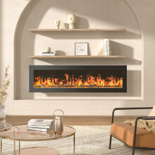 50 Inch 1800W Black Freestanding Modern Electric Fireplace With Remote Control