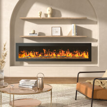 60 Inch 1800W Black Freestanding Modern Electric Fireplace With Remote Control
