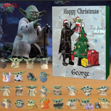 (YodaB, 27.5cm/10.83in) 24pcs Star Wars Yoda Christmas Advent Calendar Countdown Figures Toys Child Gift