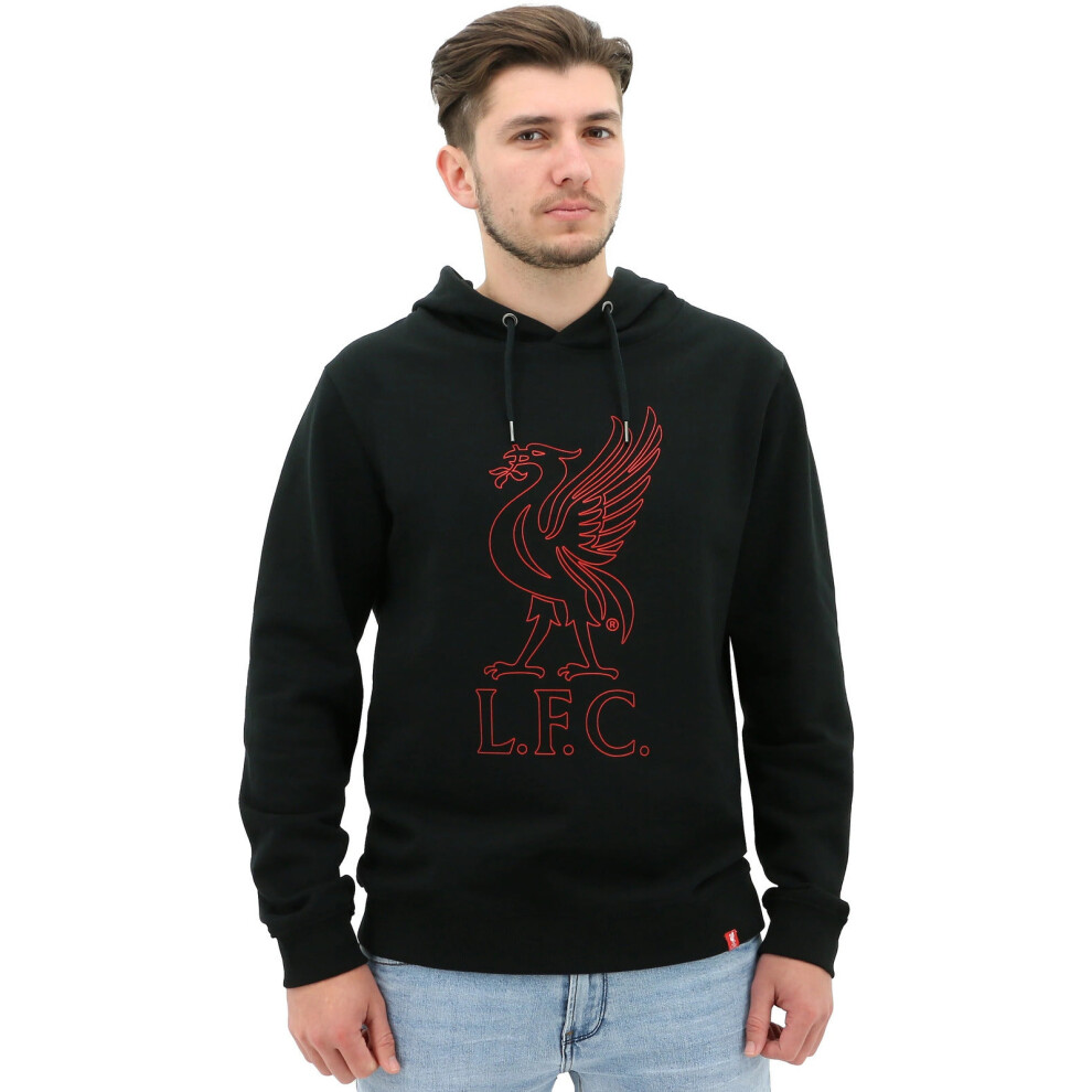 (L) Liverpool FC Mens Hoodie Jumper Winter Warm Soccer Football Liverbird - Black