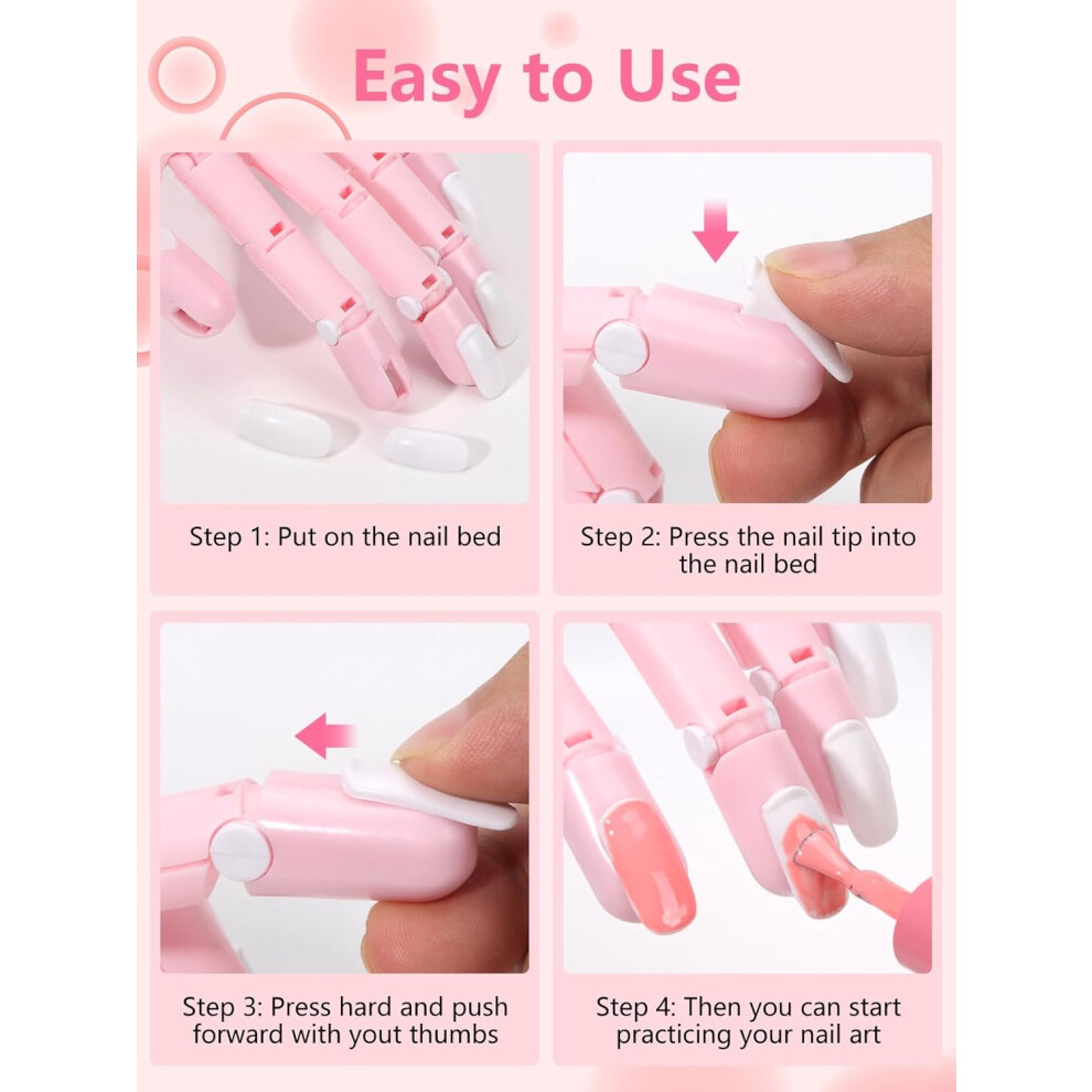 pink--practice-hand-for-acrylic-nails-300-pcs-nail-tips-flexible-training-hand-professional-nail-art-hand-tools-adjustable-false-finger-nails