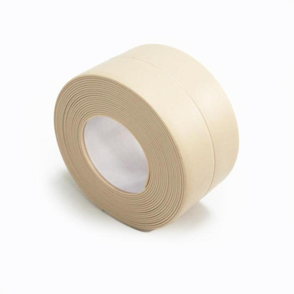 (Khaki, 38MM*3.2M) PVC Bathroom Kitchen Shower Sink Bath Sealing Strip Tape Caulk Strip Self Adhesive Waterproof Wall Sticker Sink Edge Tapes