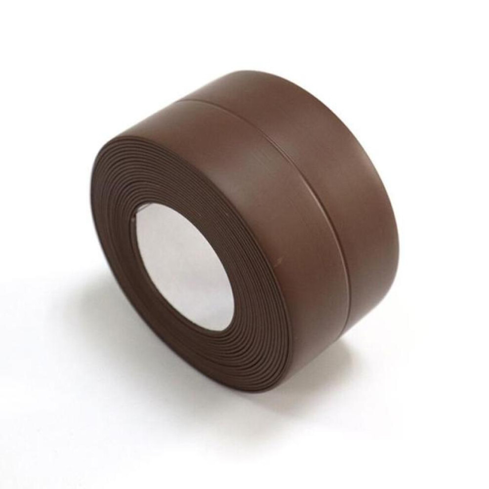 (Brown, 38MM*3.2M) PVC Bathroom Kitchen Shower Sink Bath Sealing Strip Tape Caulk Strip Self Adhesive Waterproof Wall Sticker Sink Edge Tapes