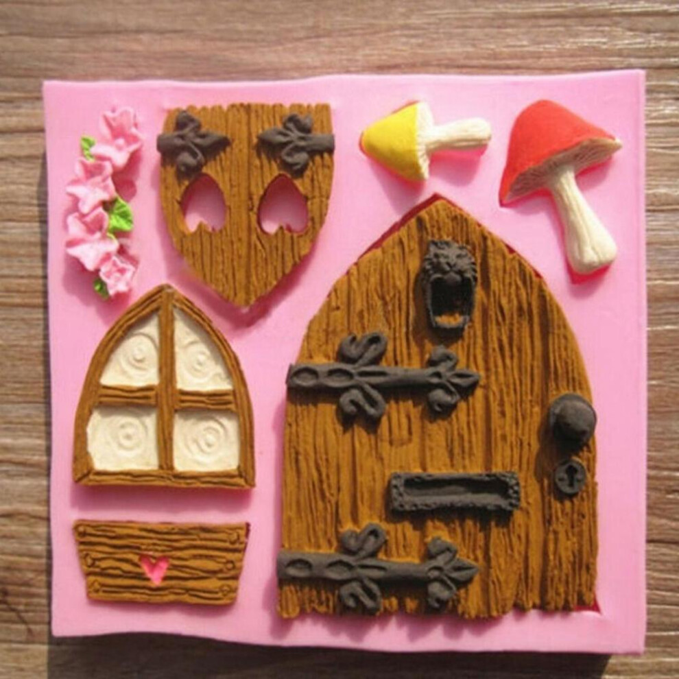 Vintage Cabin Door Window Silicone Mold Fondant Cake Decorative Baking Tool