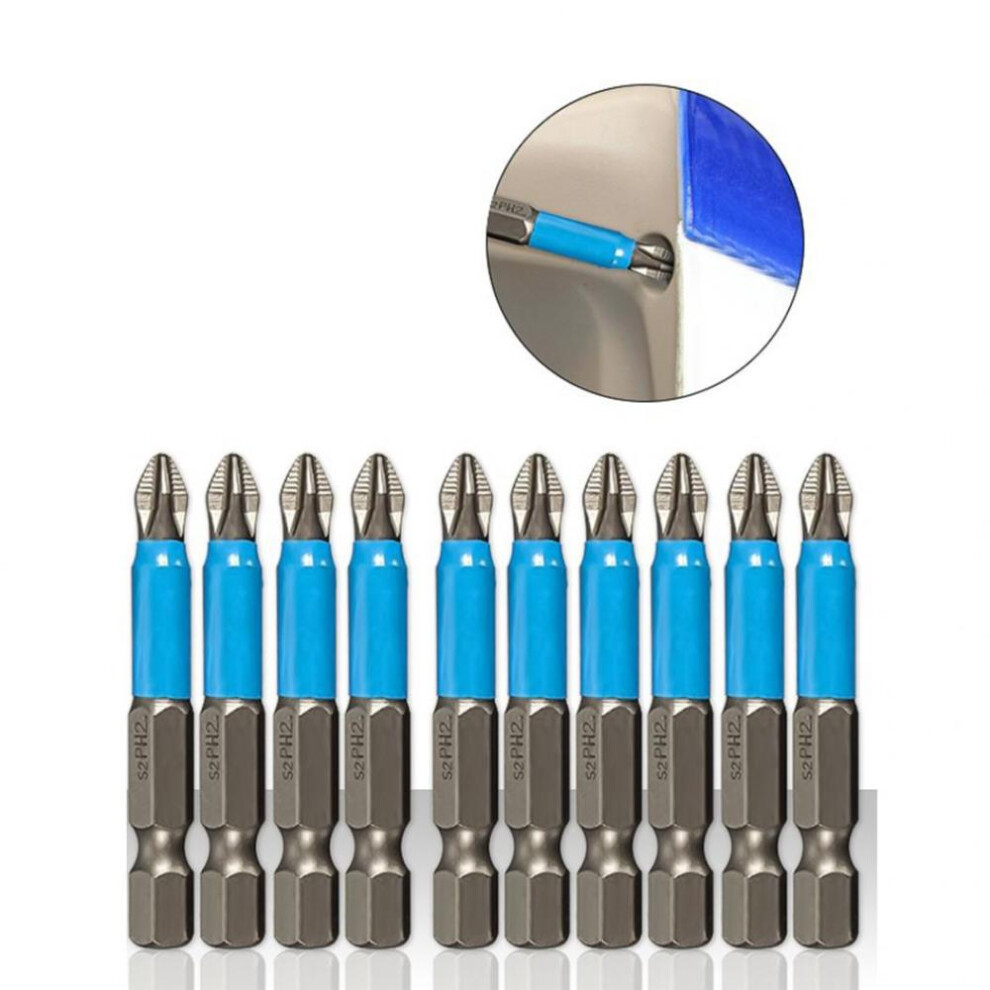 10Pcs Anti Slip Electric PH2 Phillips Cross Head Screwdriver Bits Hand Tools