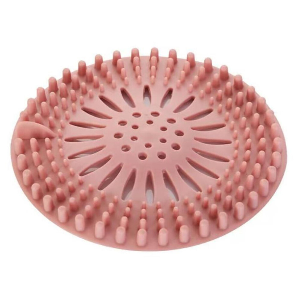 (Pink) Sink Filter Floor Water Drain Plug Shower Trap Covers Hair Catcher Stopper Sink Strainer Kitchen Accessories