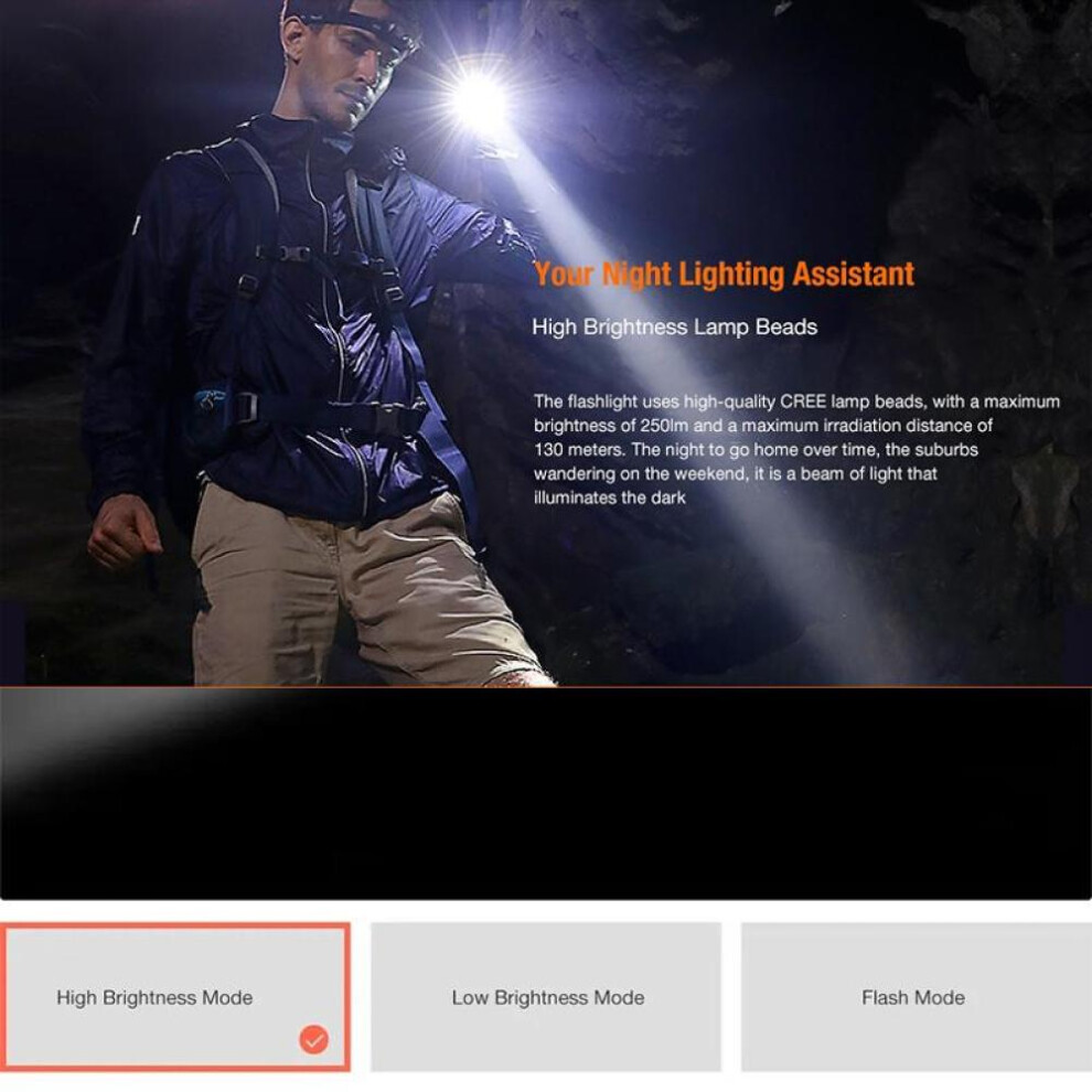 (Black) XIAOMI BEEBEST F1 Portable Mini 250lm Flashlight CREE LED Lamp Beads Torch Lightweight Metal Body Light with 3 Lighting Modes