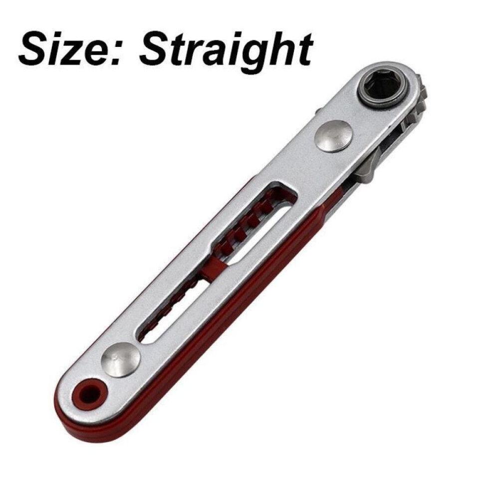 (Silver, straight) Mini Ratchet Screwdriver Hex Flat Wrench