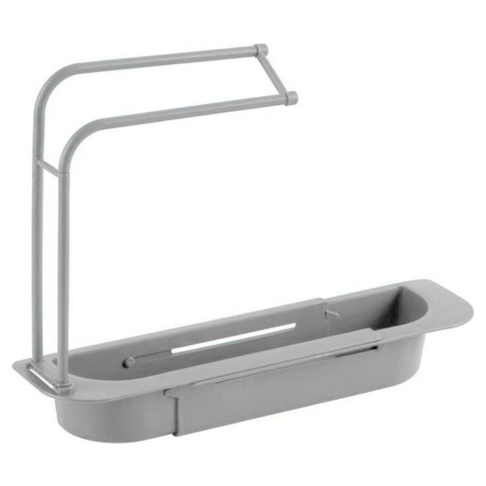 (Gray) Telescopic Sink Shelf Kitchen Sinks Organizer Soap Sponge Holder Sink Drain Rack Storage Basket Kitchen Gadgets Accessories