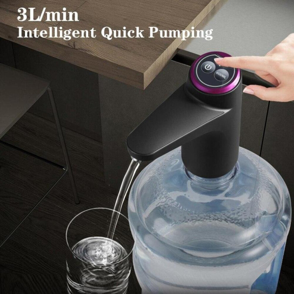 (Black) Wireless Electric Barreled Water Pump Intelligent Pressurized Purified Water Automatic Water Dispenser Simple Barrel Type Pumpin