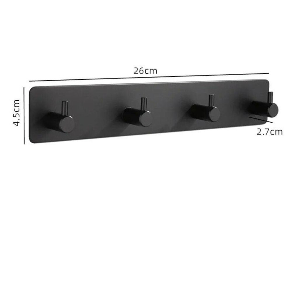 (Black) Stainless Steel Wall Hook Self Adhesive Door Hook Towel Clothes Robe Rack Toilet Shower Accessories