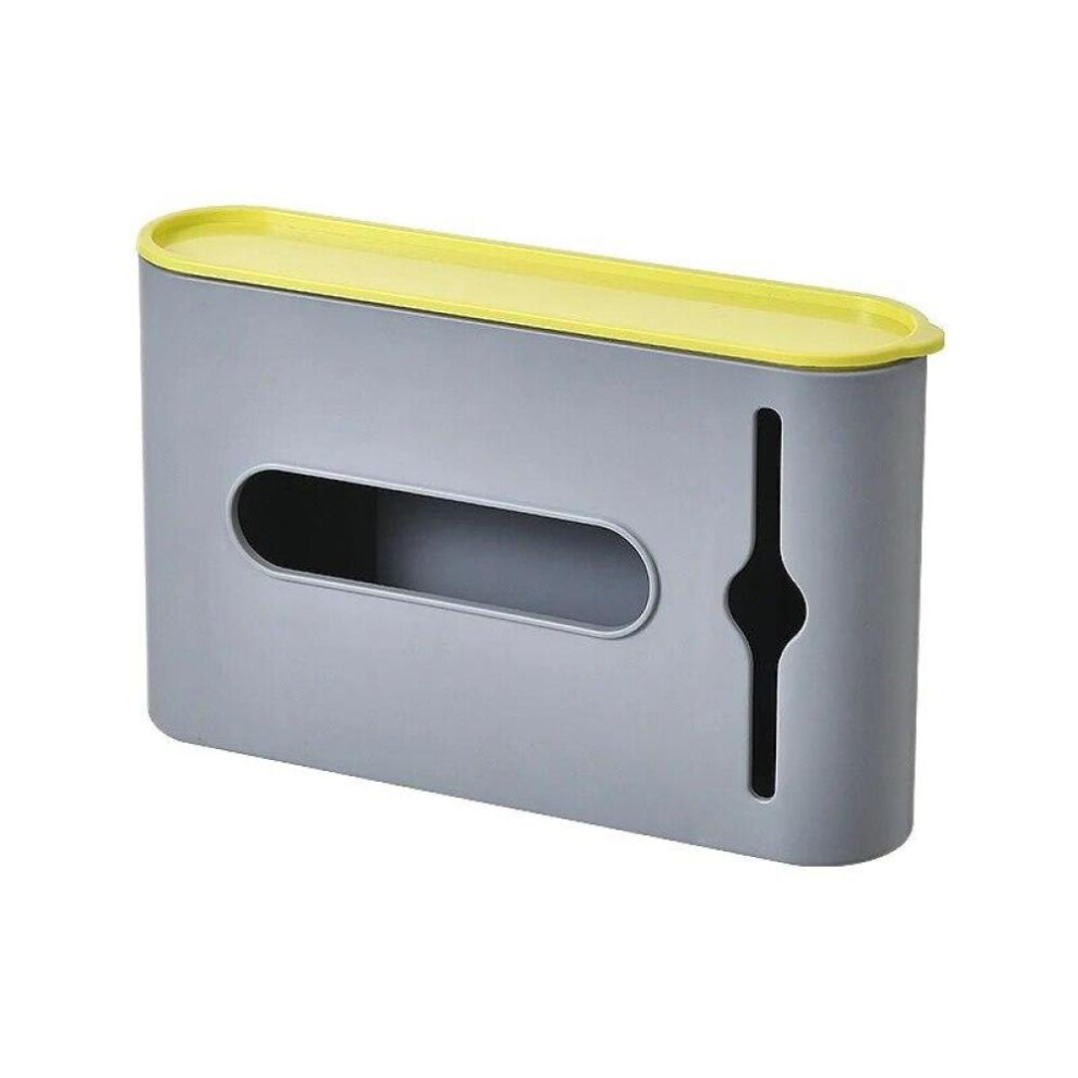 (Grey) Trash Bags Storage Box Wall Mounted Plastic Garbage Bag Dispenser Waste Bag Holder Organizer For Bathroom Kitchen
