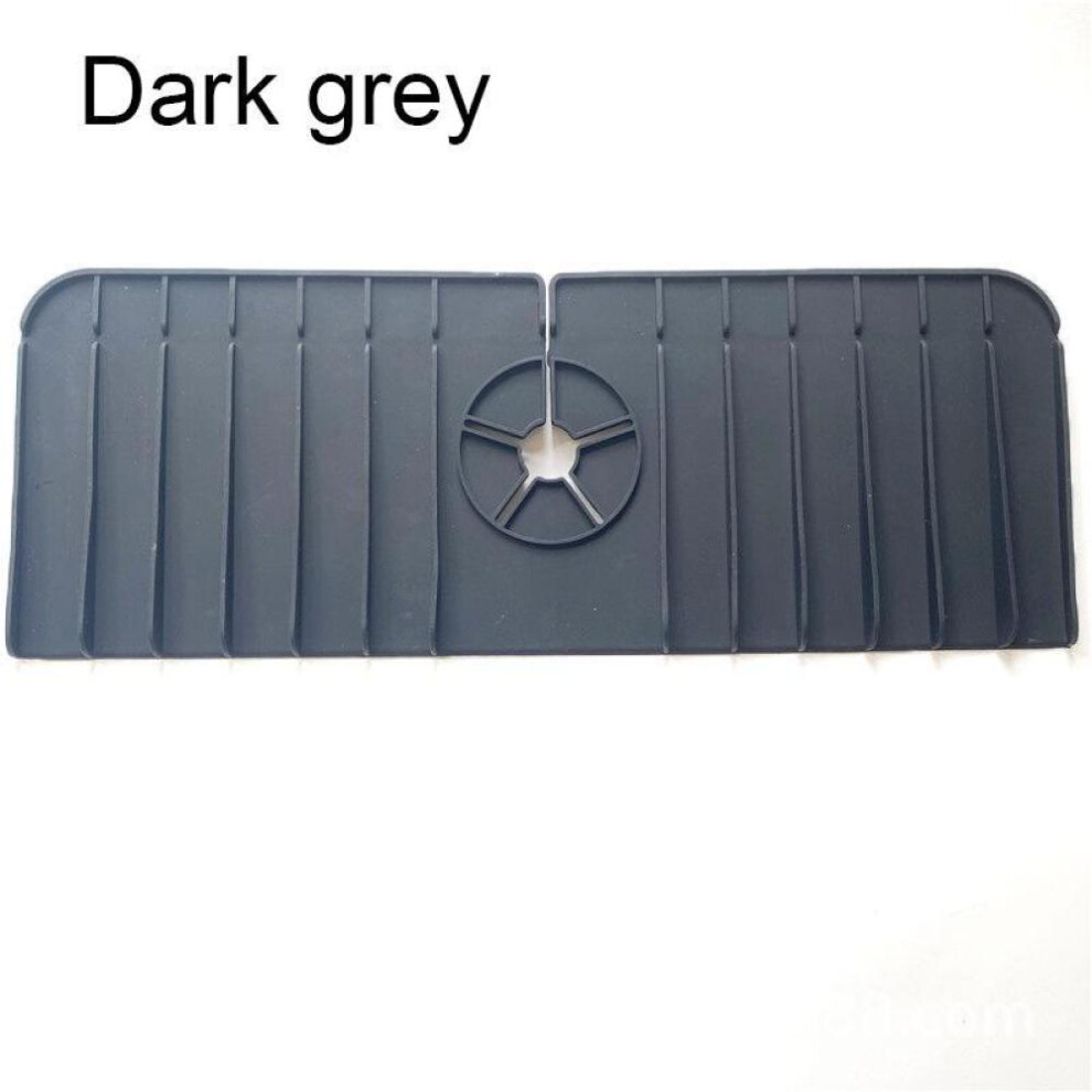 (Dark Grey) 1pcs Kitchen Silicone Faucet Absorbent Mat Sink Splash Catcher Countertop Protector Mat Draining Pad For Bathroom Kitchen