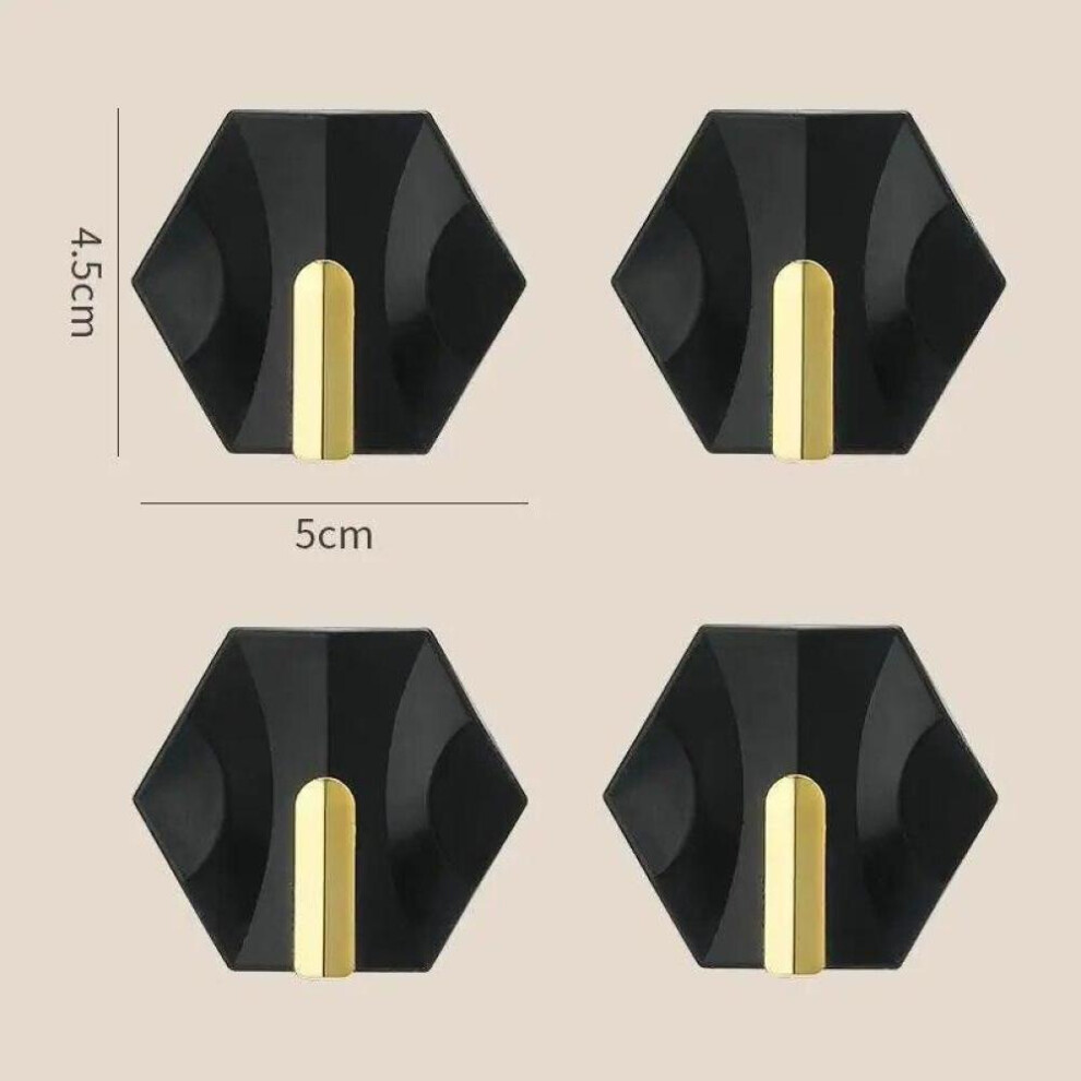 (Black) 4Pcs/set Key Hooks Self Adhesive Wall Hooks Home Kitchen Small Wall Hooks Without Punching Key Bag Hanger Holder