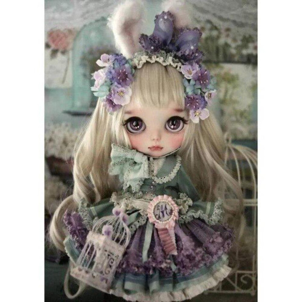 (20X30CM, Beige) Diamond Painting Full Round Drill Doll Diamond Embroidery Rhinestone Mosaic Decor Home Art