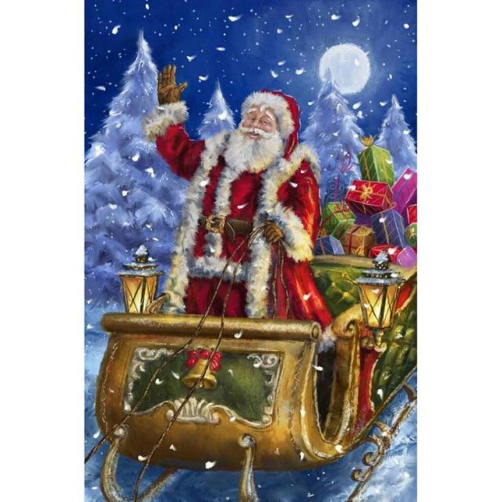 (Red, 20X30CM) 5D Diamond Painting Snowman Full Round Drill Cartoon Christmas Cards Santa Claus Picture