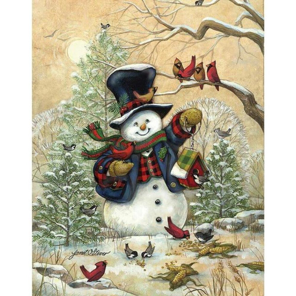 (Grey, 30X40CM) 5D Diamond Painting Snowman Full Round Drill Cartoon Christmas Cards Santa Claus Picture
