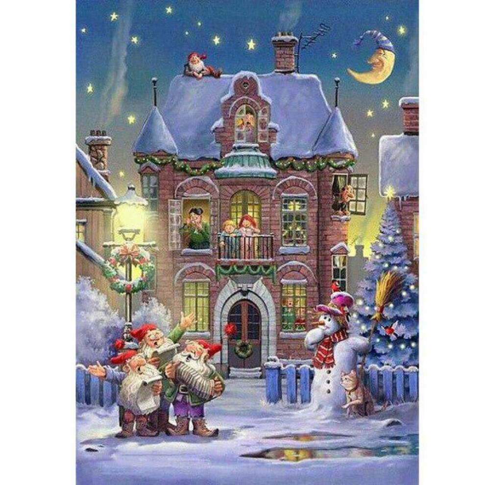 (Orange, 50X70CM) 5D Diamond Painting Snowman Full Round Drill Cartoon Christmas Cards Santa Claus Picture