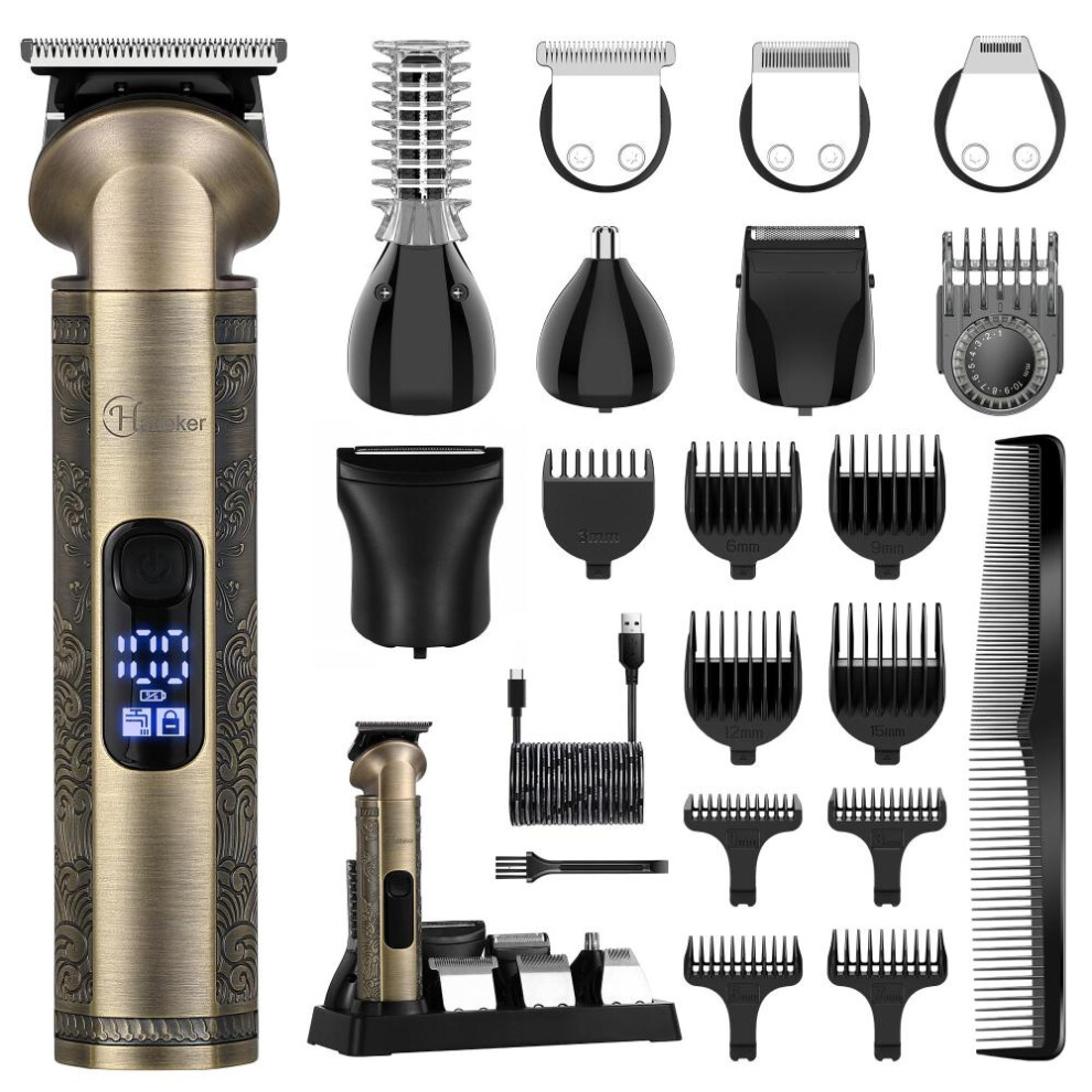 HATTEKER Hair Clippers Professional Mens Beard Trimmer Cordless Hair Trimmer 8 in 1 Hair Cutter Kit