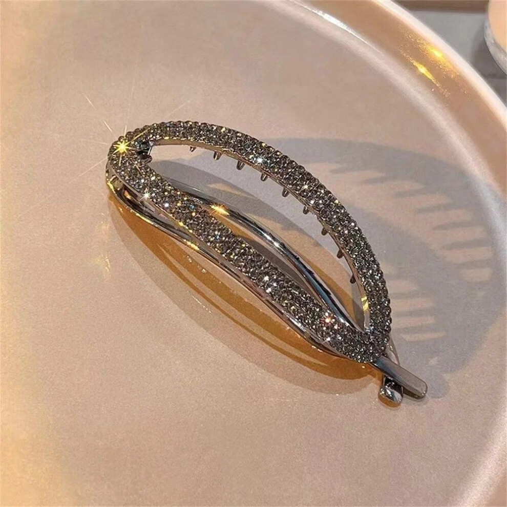 Shiny Rhinestone Hair Clips Geometric Hairpin for Women Girls Temperament Ponytail Barrettes Daily Hair Accessories