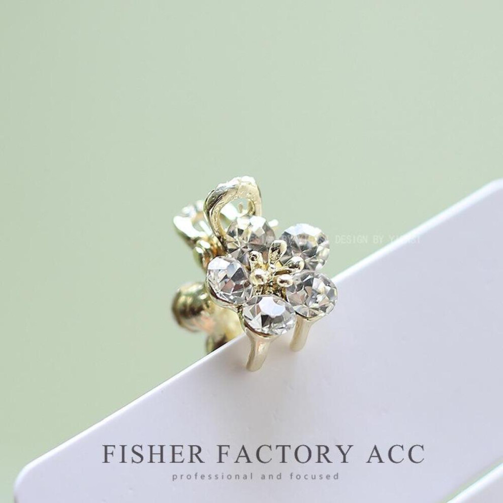 1pc Small Bangs Catch Clip Crystal Flower Side Hairpin Mini Hair Claw Rhinestone Headwear Headress Shark Clip Hair Accessories