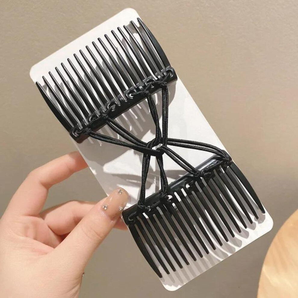Disc Hair Clip for Women Vintage Creative Headwear Hair Combs Magic Hair Comb Elastic Rope Hair Clips Korean Styling Tools Black