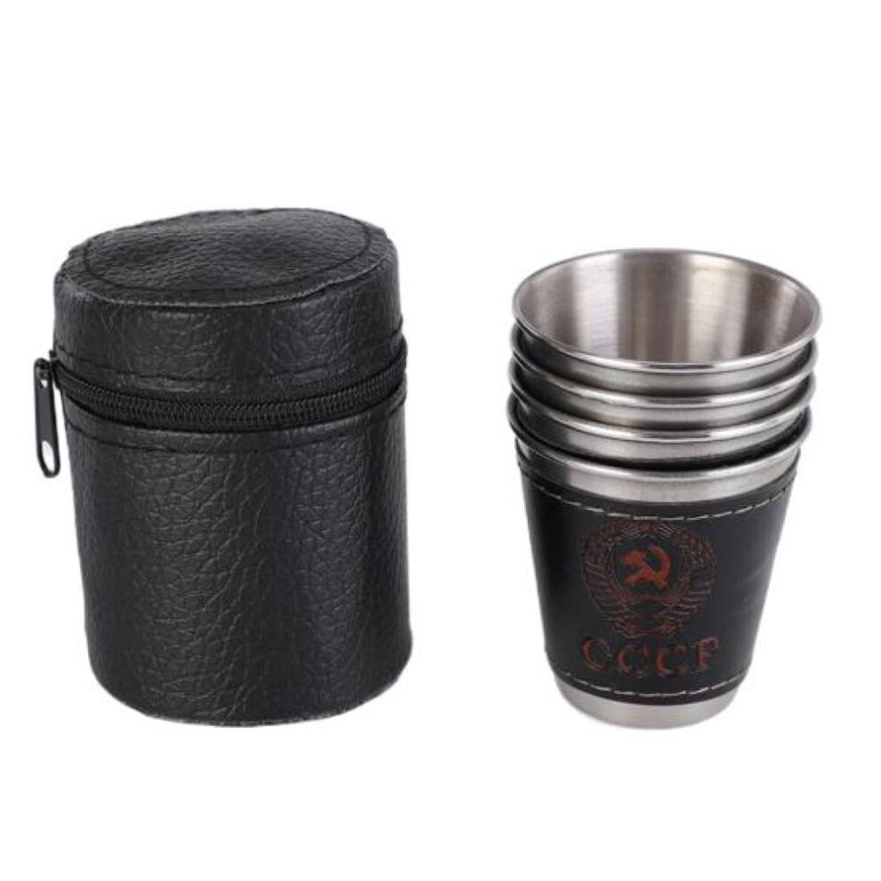 Beer Cup Faux Leather Non-slip Rust-proof Stainless Steel Safe Beer Cup