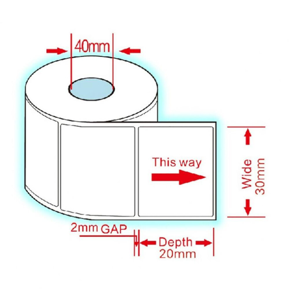 Self-adhesive Thermal Label Barcodes 1000Pcs/Roll 30x20mm Paper  Sticker Printing