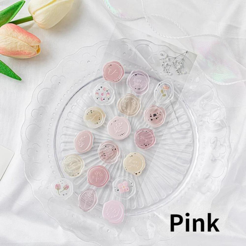 (Pink) Vintage Wax Seal Stamp Stickers DIY Scrapbooking Journal Planner Decorations Stationery Envelope Sealing Tags