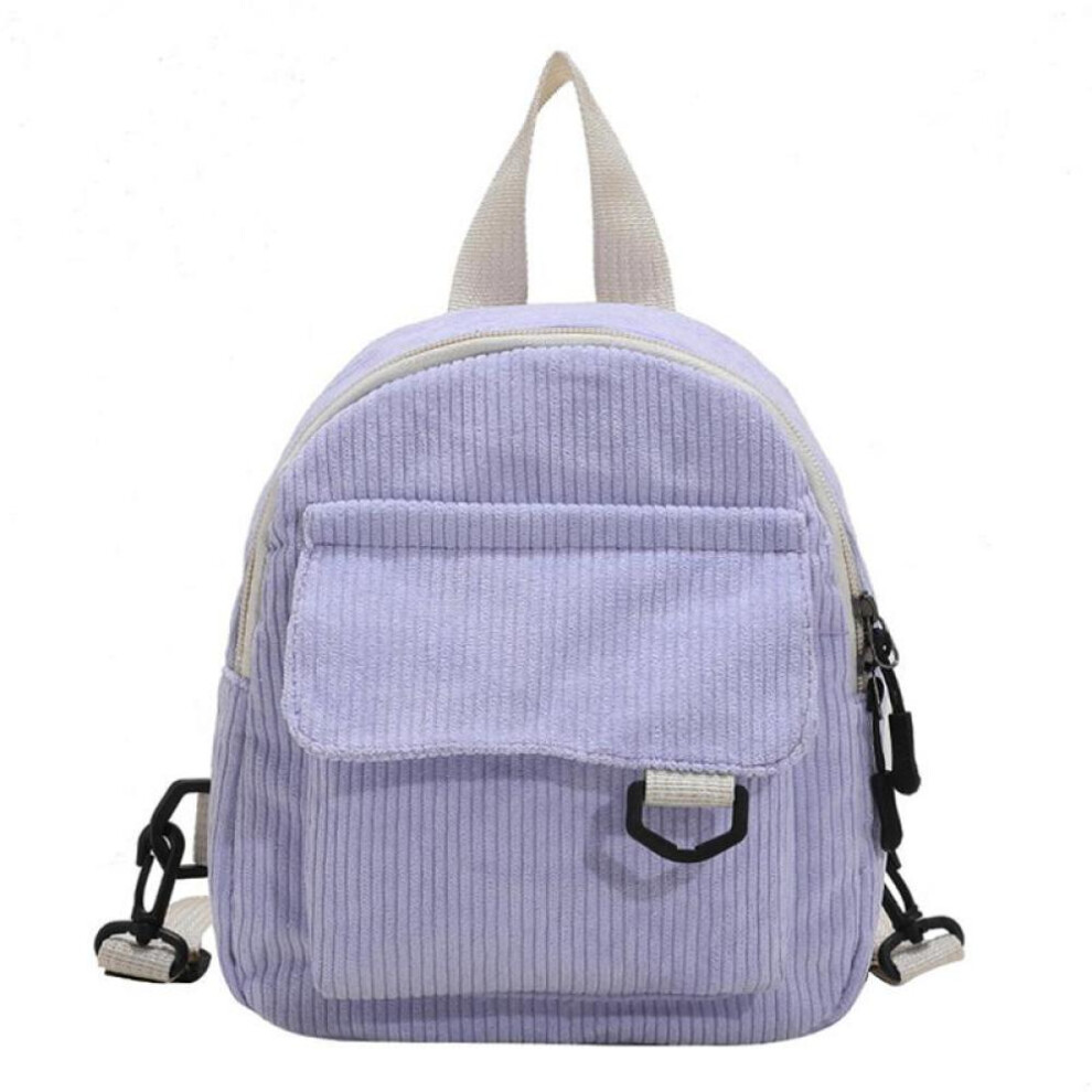 (Purple, One Size) Women&apos;s Mini Backpack Fashion Solid Color Corduroy Small Simple Casual Traveling Large Capacity Durable Female&apos;s Schoolbag