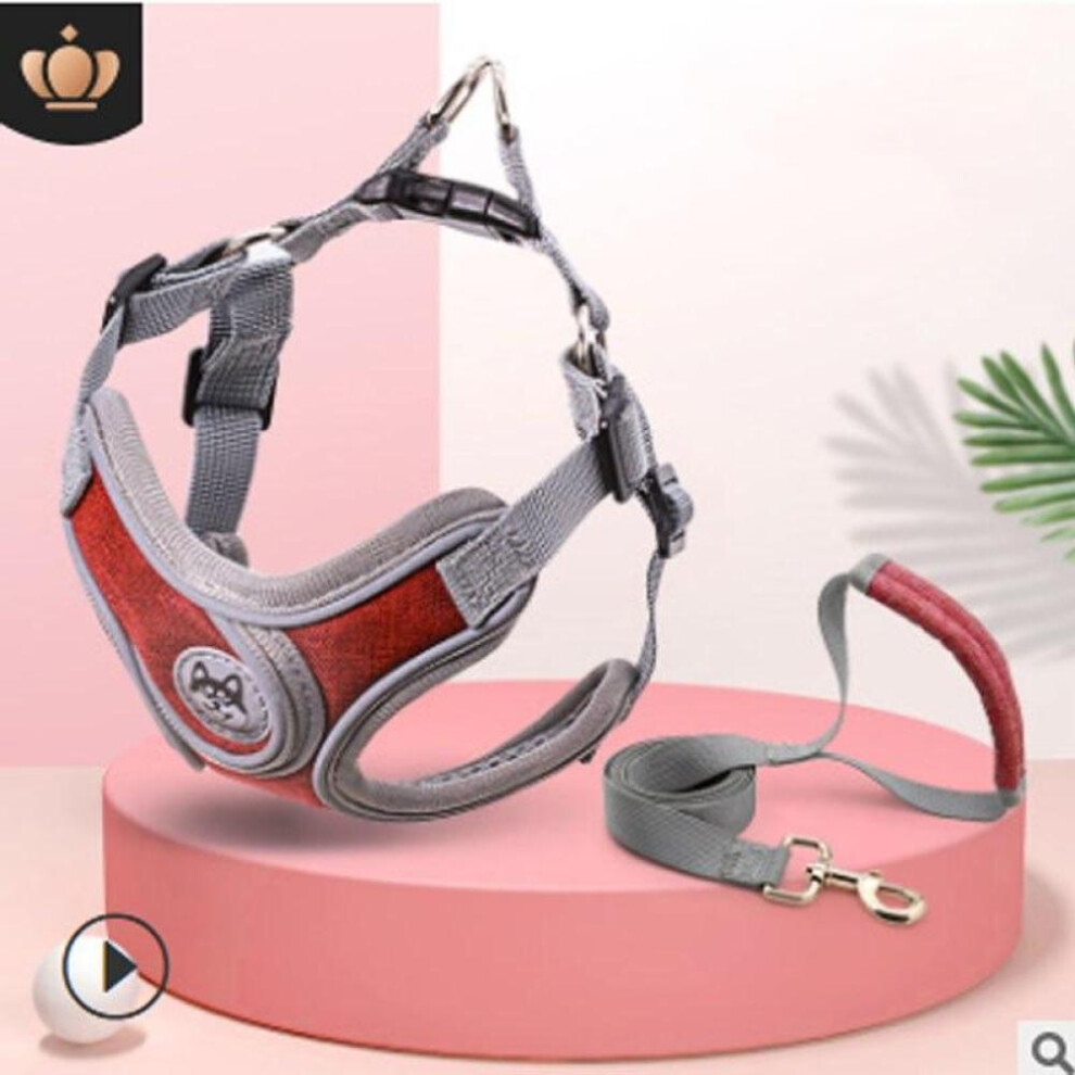 (Red, S with Leash) Breathable Dog Harness with Leash Reflective Oxford Vest Harness for Dogs Adjustable Size Small Medium Dogs