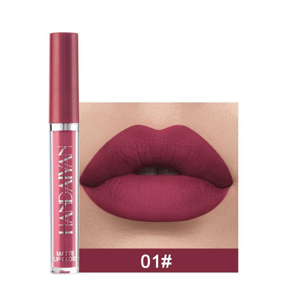 (01) Handaiyan 12 Colors Matt Lip Gloss Longlasting Red Nude Lipstick Liquid matte Waterproof Lipgloss Makeup