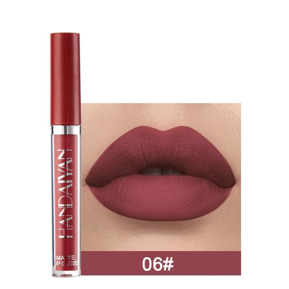 (06) Handaiyan 12 Colors Matt Lip Gloss Longlasting Red Nude Lipstick Liquid Matte Waterproof Lipgloss Makeup