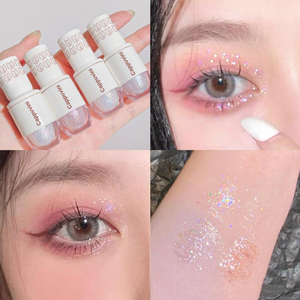 (01) 1Pcs Glitter Liquid Eyeshadow Highlighter Waterproof Shiny Eye Shadow Sequins Face Makeup Cosmetic