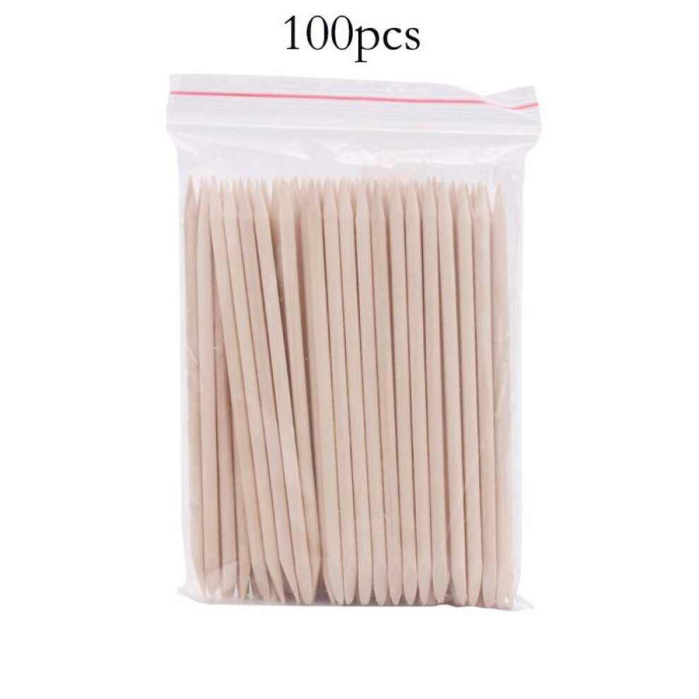 100pcs Wooden Sticks for Nails Design Nail Gel Polish Drawing Art Orange Wood Stick Cuticle Pusher Remover Manicure Tool Set