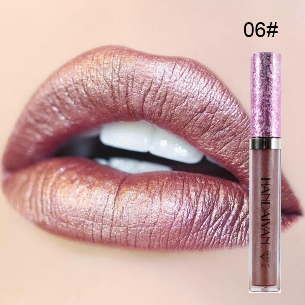 (06) Handaiyan 6 Colors Shiny Lip Gloss Longlasting Glitter Red Nude Lipstick Liquid Waterproof Moisturize Crystal Lipgloss Makeup