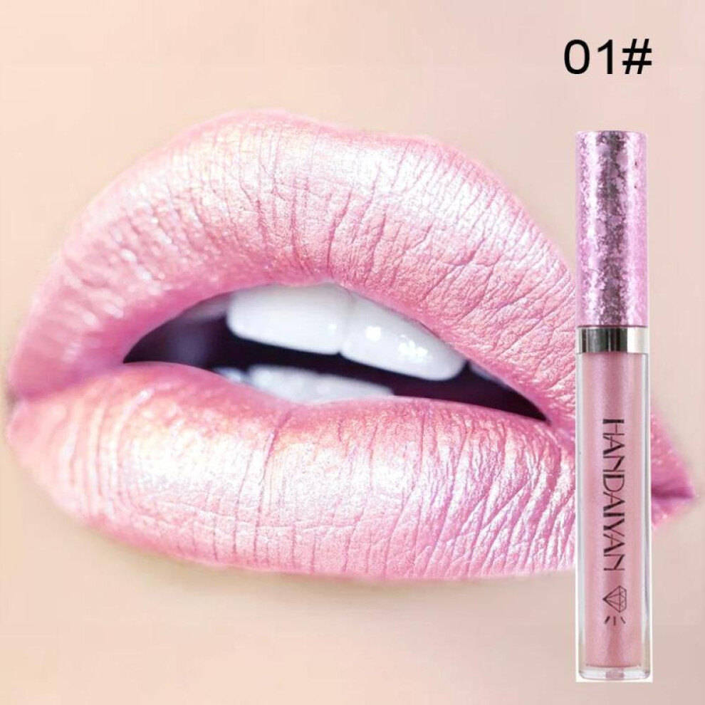 (01) Handaiyan 6 Colors Shiny Lip Gloss Longlasting Glitter Red Nude Lipstick Liquid Waterproof Moisturize Crystal Lipgloss Makeup