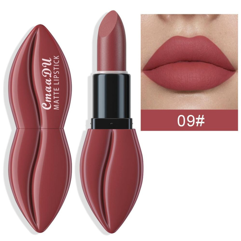 (09) Natural Smooth Matte Waterproof Velvet Nude Lipstick Sexy Red Brown Lip Stick Pigments Makeup Lipgloss Long Lasting Profissional