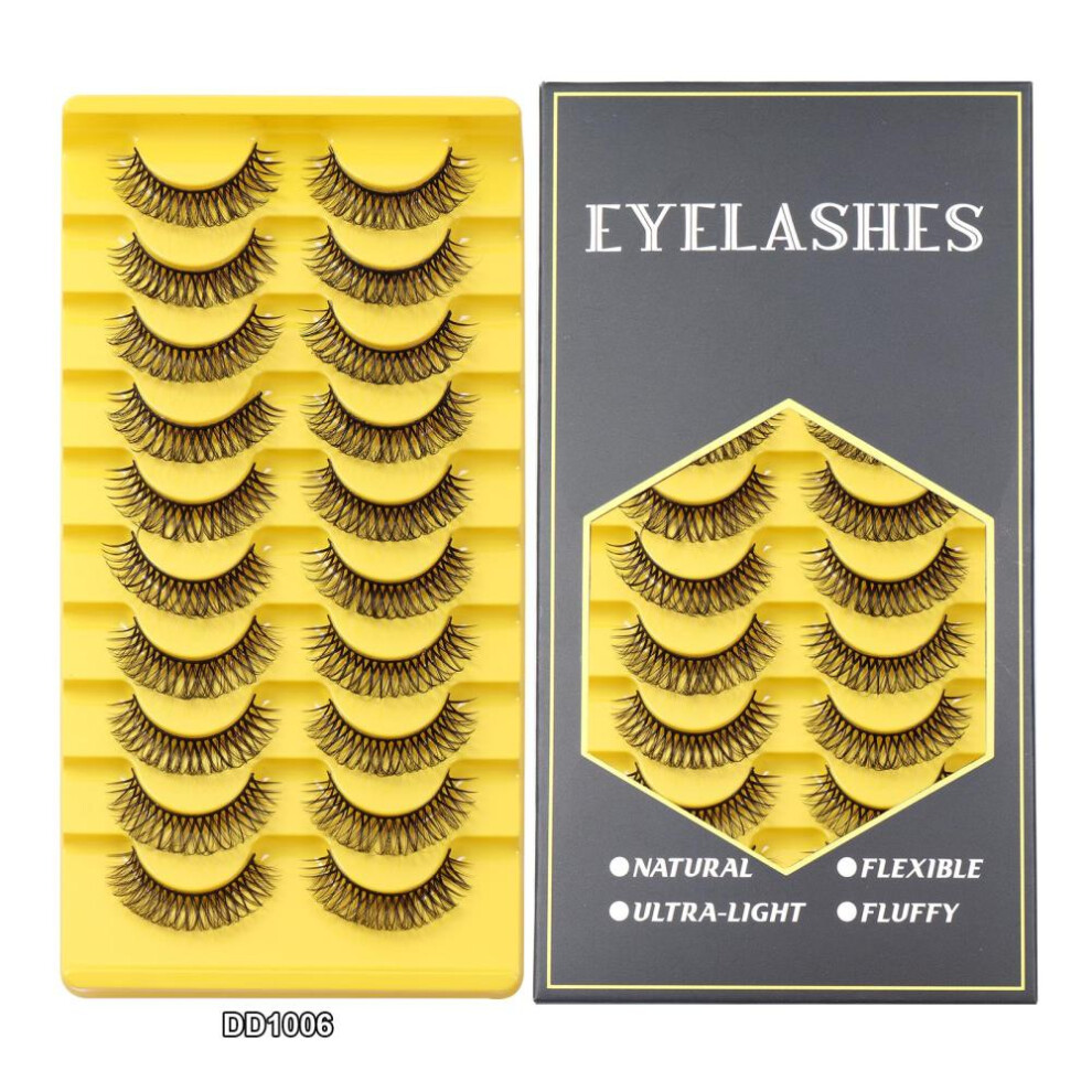 (DD1006) 10 Pairs Natural False Eyelashes Curl Russian Volumes 3D Fluffy Mink Reusable Fake Lashes Flexible Extensions Faux Cils