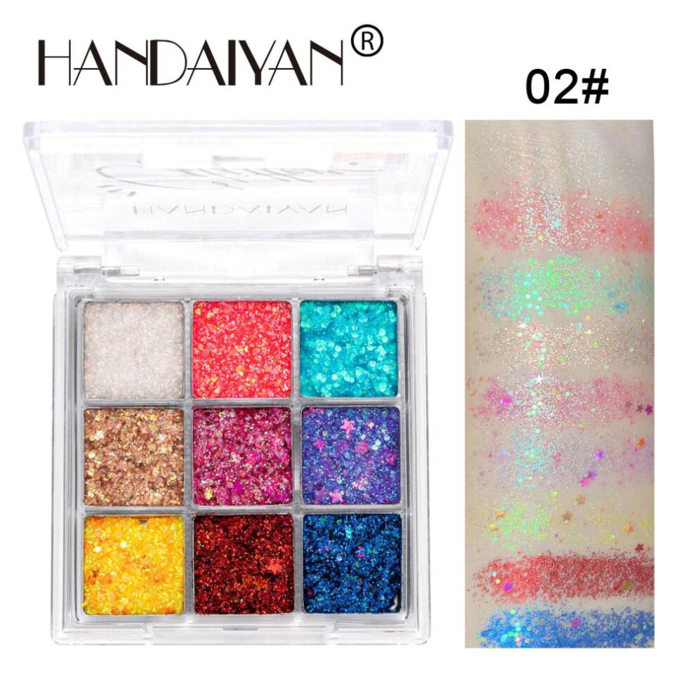 (02) Shimmer Eyeshadow Glitter Body Face Art Loose Sequins Diamond Jewels Rhinestones Makeup Pallet Waterproof Party Festival