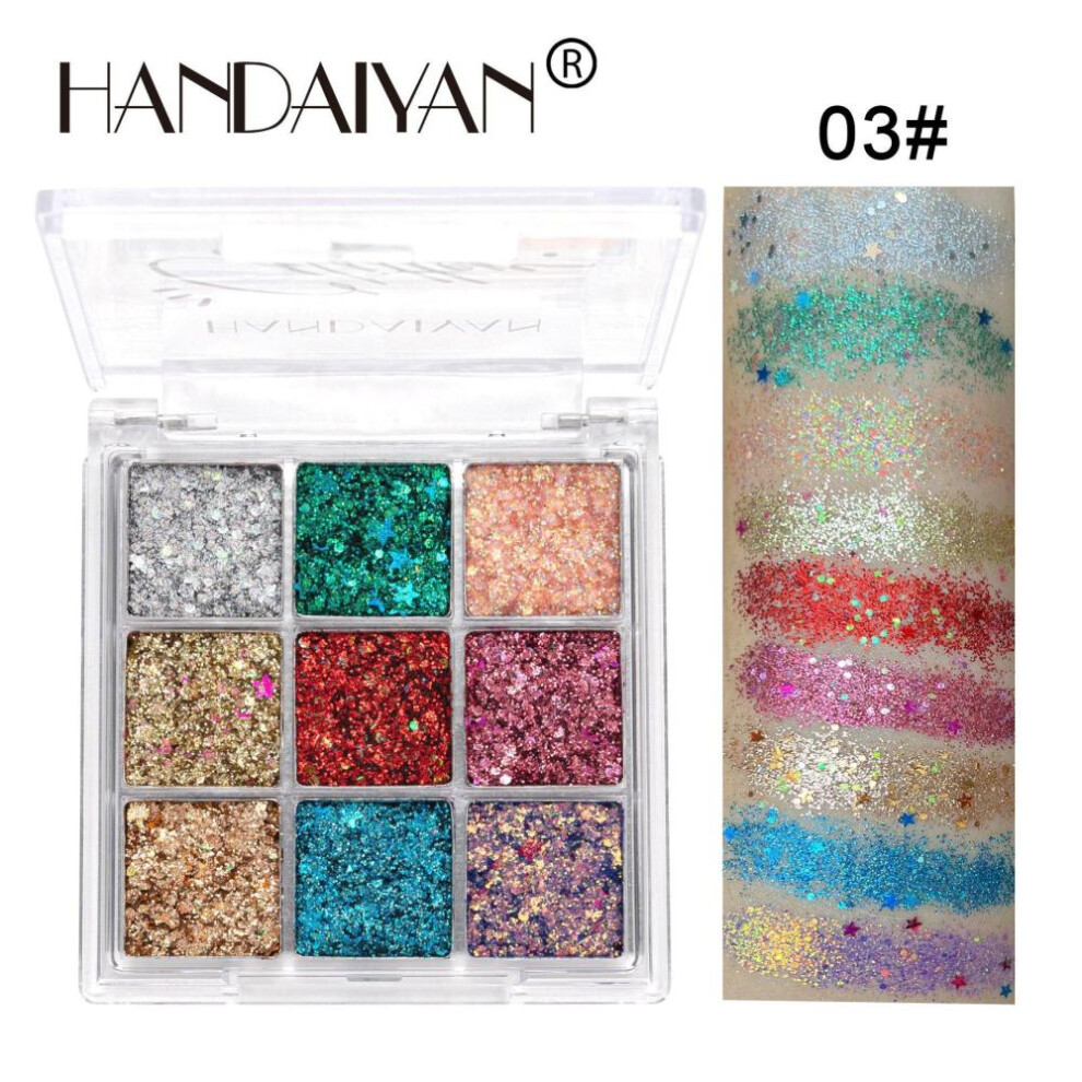 (03) Shimmer Eyeshadow Glitter Body Face Art Loose Sequins Diamond Jewels Rhinestones Makeup Pallet Waterproof Party Festival