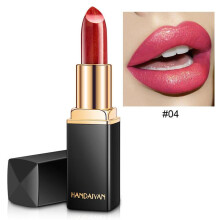 (04) Handaiyan 9 Colors Glitter Matte Velvet Nude Lipstick Shimmer Sexy Red Pigments Makeup Long Lasting Waterproof Profissional