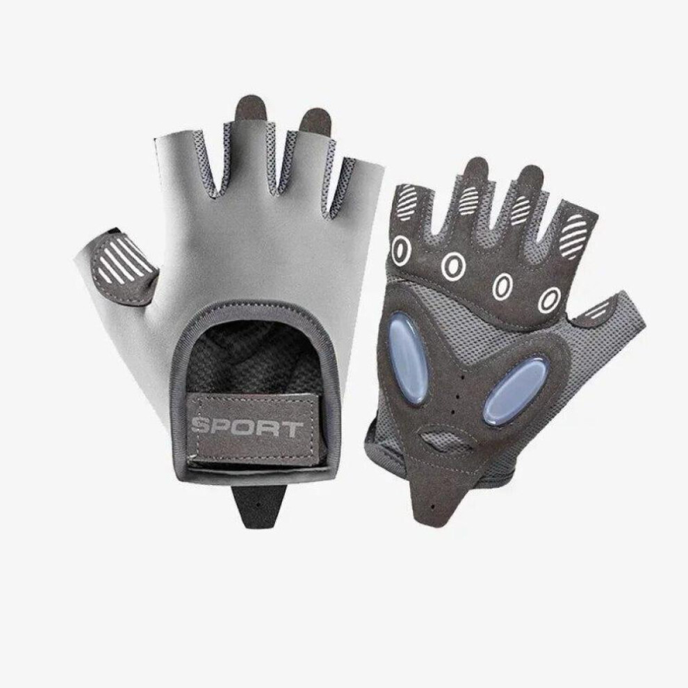 (L, Grey) 1Pair Cycling Gloves Fitness Gloves Sports Weight Lifting Exercise Slip-Resistant Gloves for Women Men Yoga Cycling Glove