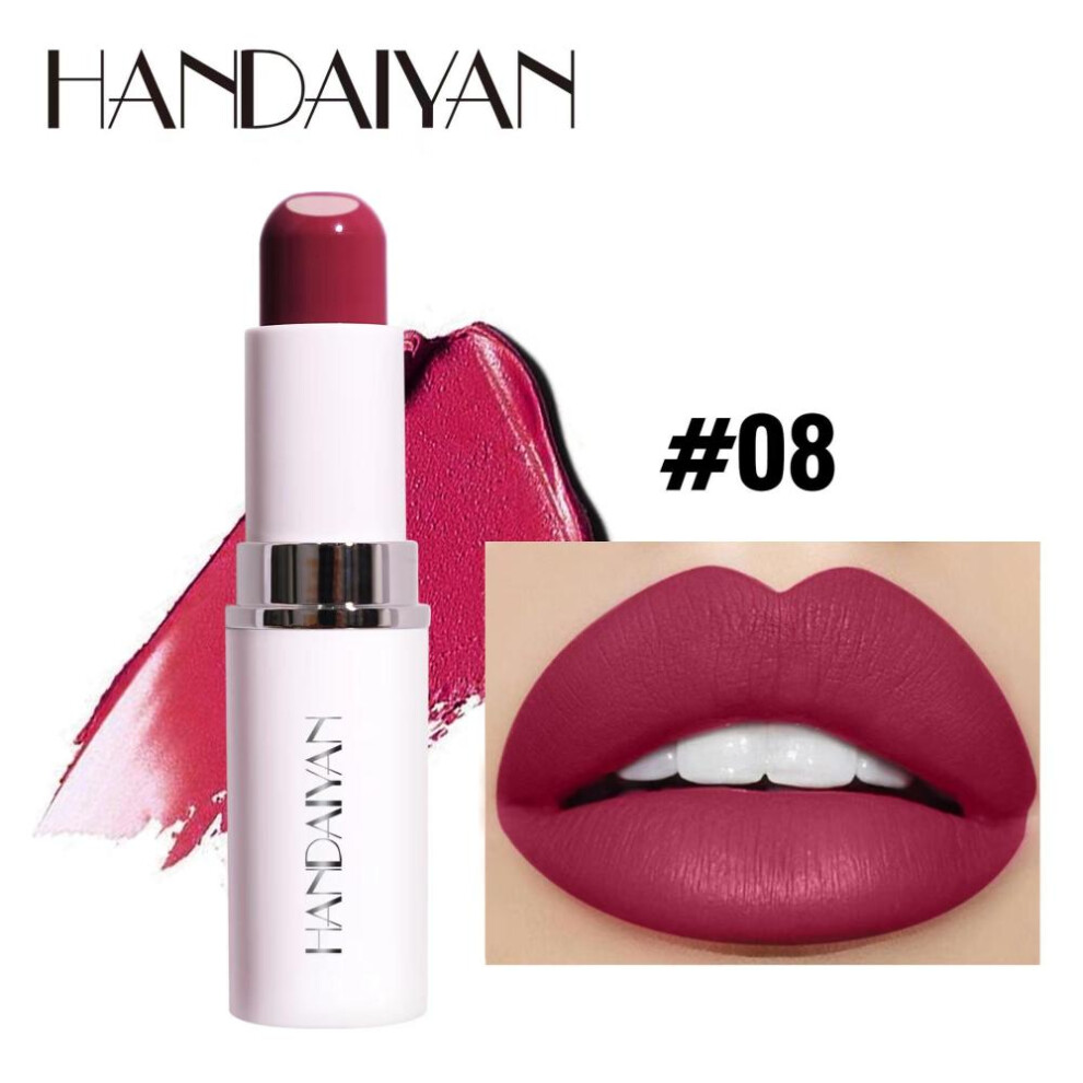 (08) Handaiyan 8 Colors Matte Waterproof Velvet Nude Lipstick Sexy Red Brown Pigments Makeup Long Lasting Profissional