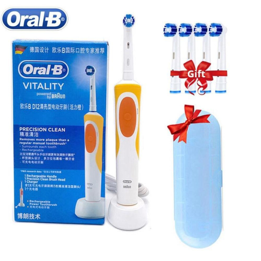 (orange) Oral B D12 Vitality Rechargeable Electric Toothbrush